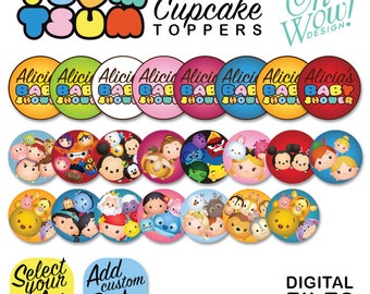 Tsum Tsum Fully Customized Cupcake Toppers Digital File