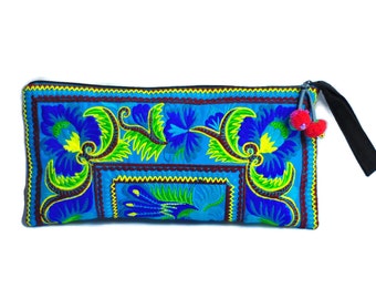 Hill Tribe Handmade Hmong Embroidered bag Embroidered Thai Boho Small Clutch Purse Bag Handbags Purse Women bag Thai Cotton Bag