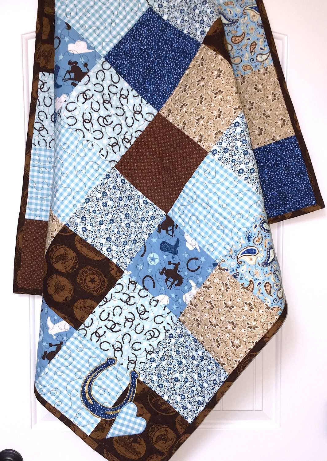 Western Baby Quilt Boy Cowboy Baby quilt by ChristineJDesigns