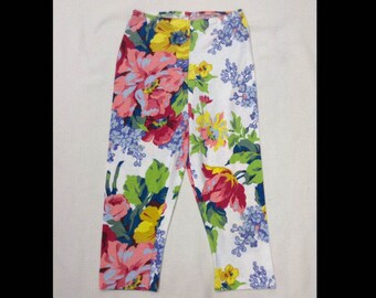 Betsey Johnson Punk Label Rose FLORAL MULTI COLOR Capri Leggings Small/Medium 4-6