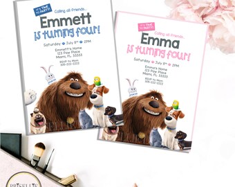 The Secret Life of Pets Invitation, The Secret Life of Pets Birthday Invitation, The Secret Life of Pets Birthday, Pets Invitation