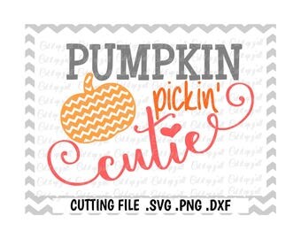 Pumpkin Pickin' Cutie Cutting File, Chevron Pumpkin Svg, Fall Svg, Thanksgiving Svg, Cut files for Silhouette and Cricut, Svg Download.