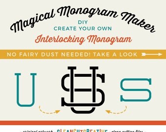 SVG Interlocking Monogram font svg intertwined entwined monogram diy toolkit vine knot monogram cutting files SVG DXF Cricut & Silhouette