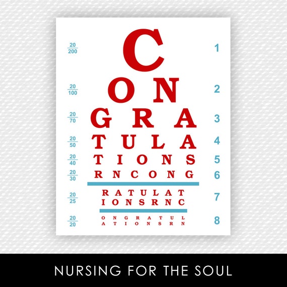 nurse eye chart congratulations rn eye chart printable