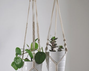 set of macrame plant hangers, 2 macrame plant holders, modern hanging planter, plant pot holder, double hanging planter, nursery boho decor