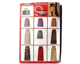 2000 Sewing Pattern - Butterick 3201 - A Line Skirt
