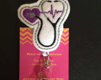 Stethoscope ID badge reel holder retractable clip
