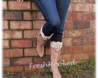 Boot Cuffs, Boot Topper, Off White, Scalloped