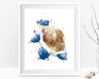Pokemon Blastoise Art Print Pokemon Art Pokemon Go Watercolor Wartortle Nursery Print Gift For Mom Pokemon Gift Birthday instant Download