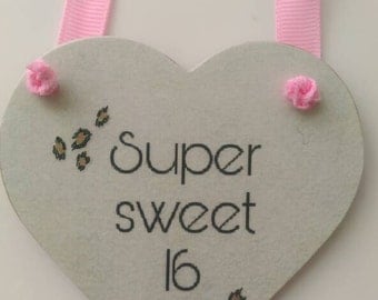 Super sweet 16, 16th birthday gift, gift for her, home decor, bedroom decor, girls bedroom, leopard print, cool gift, keepsake, friend gift