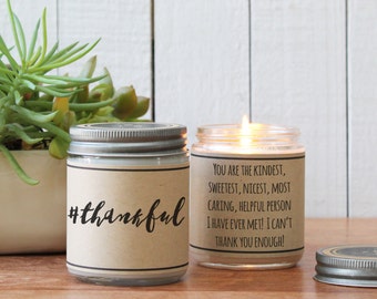 Hashtag Thankful Candle Gift | Thank You Gift | Appreciation Gift | Thanksgiving Gift | Thankful Gift | Teacher Aide Gift | Teacher Gift
