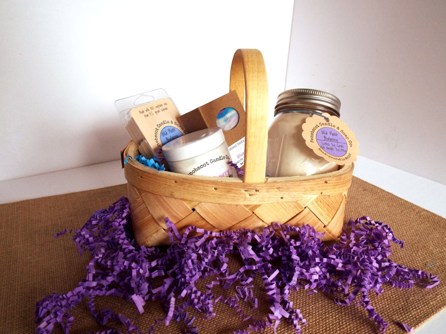 Wild Maine Blueberry Lover's Gift Basket Soy by PenobscotCandleCo