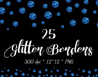 Glitter Clipart Glitter Border Digital Blue scrapbook borders Dot Сonfetti Blue Clipart Glitter overlay glitter clip art Border clipart Png