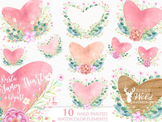 Watercolor Valentines Day Clipart Rustic Floral Wedding Commercial Use Set Heart PNG From Watercolor Valentines Day Clipart Rustic Floral Wedding Commercial Use Set Heart PNG From