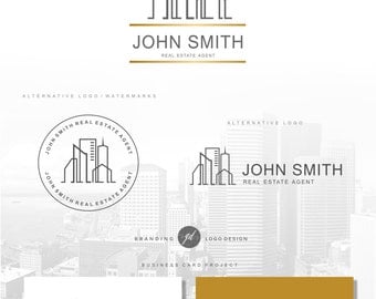 Real Estate logo house, Agent logo design, Real estate business card, Realtor logo, Branding Kit, Watermark logo Gold logo, Boutique logo 81