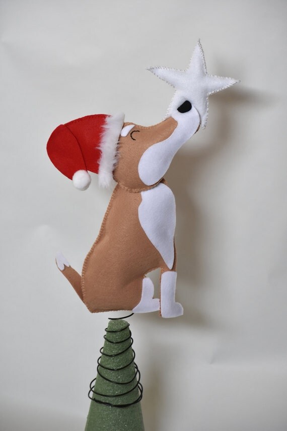 Custom Handmade Felt Dog Christmas Tree Topper