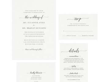 Adel: Instant Printable Wedding Invitation Template, Calligraphy Wedding Suite, DIY Invitation Kit, Simply Editable PDF Instant Download