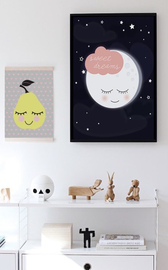 Sweet Dreams Print Moon Nursery Wall Art Space Nursery