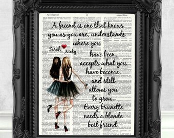 Personalized Best Friend Gift for Best Friend Every Brunette needs a blonde best friend Quote print Gift Best Friend Birthday Gift 129
