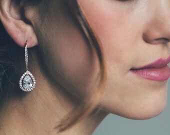 Cubic Zirconia Pearl Earrings, Bridal Earrings, Wedding Earrings,Pearl Earrings, Accessories, Rhinestone Earrings, Silver Crystal Earrings,