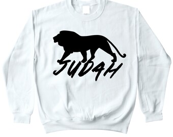 Judah - White Crewneck Sweatshirt - Hebrew Roots Movement Yahweh Yahshua Yeshua Jewish Israelites Tribe Of Judah Shabbat Shalom Messianic