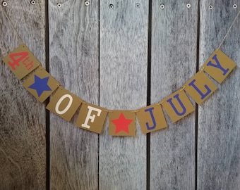 4th of July banner, happy 4th of July banner, fourth of July sign, patriotic banner, red white and blue banner, 4th of July decor, July 4th