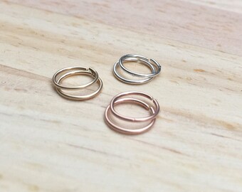 Sterling silver helix cartilage earring, 20 gauge nose ring, Thin gold hoop Small helix earring Gold daith jewelry 22g rose gold earring 14k