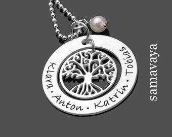 Name chain OHANA chain 925 Silver necklace engraved with tree of life family chain