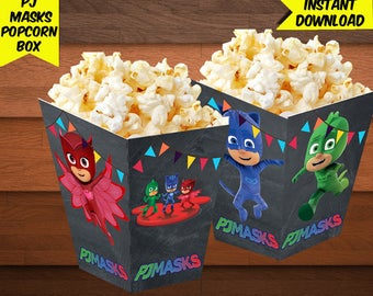 PJ Masks Popcorn Box-Pj Mask Popcorn Box-Digital Pj Mask Birthday-Pj Mask Party Decoration-Printables Pj Mask Popcorn Box-DIGITAL Download