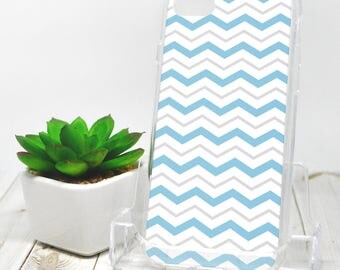 Gray Blue Chevron iPhone 7 Case - Pattern with Alternating Blue Gray and White Zigzags - iPhone 7 Plus Case