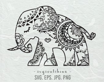 Elephant SVG File Silhouette Cut File Cricut Clipart Print Design Template wall decor, sticker svg, png, eps Instant Download, jpg