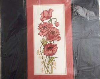 Golden Bee Counted Cross Stitch Kit-Poppies-#60445-New, Sealed-OOP