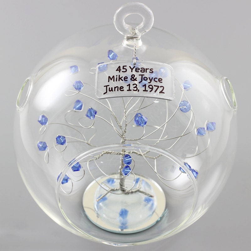 45th Anniversary Gift Personalized Ornament Idea with Sapphire
