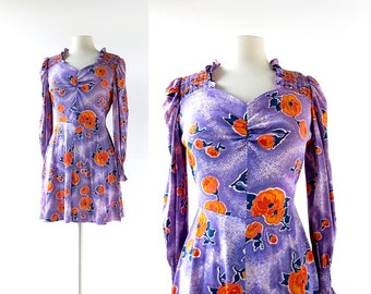 70s Mini Dress | Poppy Dress | 1970s Dress | XS S