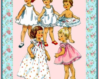 Vintage 1955-TODDLER LINGERIE WARDROBE-Sewing Pattern-Seven Styles-Slips-Ruffle Petticoat-Panties-Nightgowns-Sweet Trimmings-Size 3-Rare