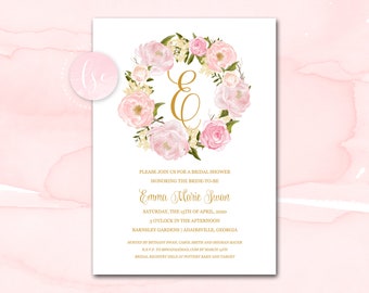 Bridal Shower Invitation Printable, Printable Bridal Shower Invitation, Bridal Shower Invite, Rose Bridal Shower Invitation, Wreath Invite