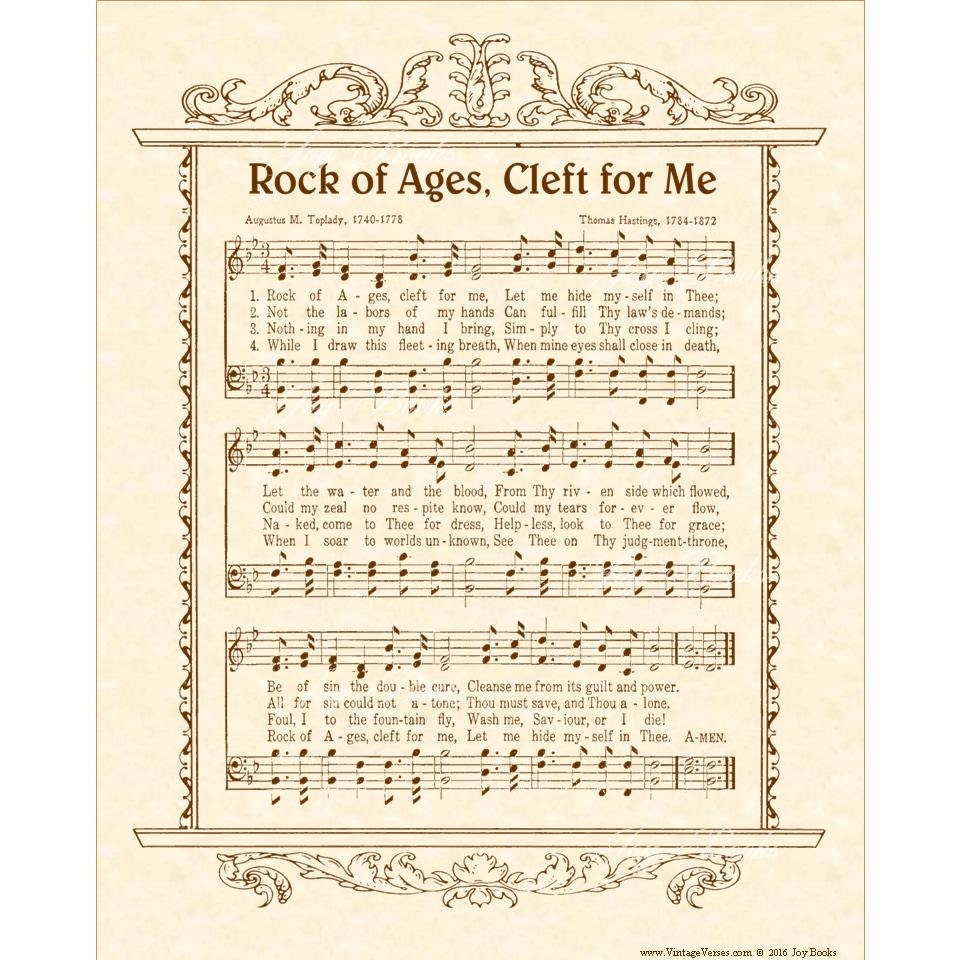 ROCK OF AGES Cleft For Me Hymn Art Custom Christian Home