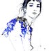Cobalt Sleeves, print from original watercolor and mixed media fashion illustration by Jessica Durrant