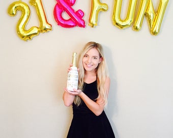 21 & FUN Balloons, Number 21 Balloons, 21st Birthday Photo Prop, Number Balloons,21st Bday, Yay 21, Finally 21,Hello 21, Gold 21, Pink 21