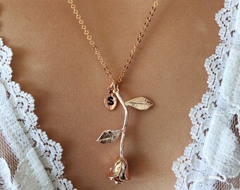 Gorgeous, Rose gold, Rose, Necklace, Flower, Necklace, Lovers,Friendship, Best friends, Birthday, Valentine, Gift, Jewelry