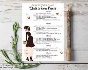 Baby Shower Game Printable, baby shower printable games, Whats In Your Phone, Baby Shower Game Gender Neutral Instant Download