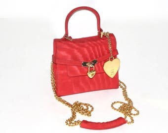 MOSCHINO REDWALL Vintage Red Nylon Crossbody Heart Tote - AUTHENTIC -