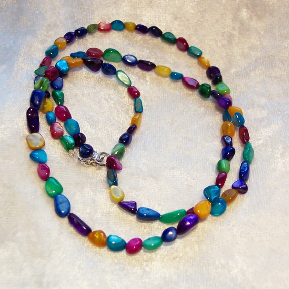 Multi Color Mother of Pearl Necklace Purple Necklace