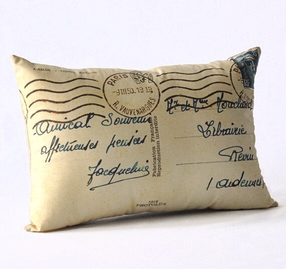 French postcard pillow