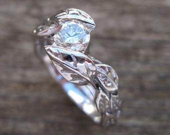 Leaf Diamond Engagement Ring, Engagement Leaf Ring, Leaves Engagement Ring, Leaf Engagement Ring, Natural Engagement Ring, Floral Engagement