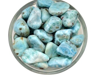 1 LARIMAR Tumbled Stone Aqua Blue Stone Crystal Healing aka Dolphin Stone Blue Pectolite Larimar Tumbled Stone #LS01