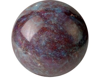Stunning! RUBY and Blue Kyanite Sphere 2.6" Polished Stone + Stand Healing Crystal and Stone Spiritual Attunement #RK10