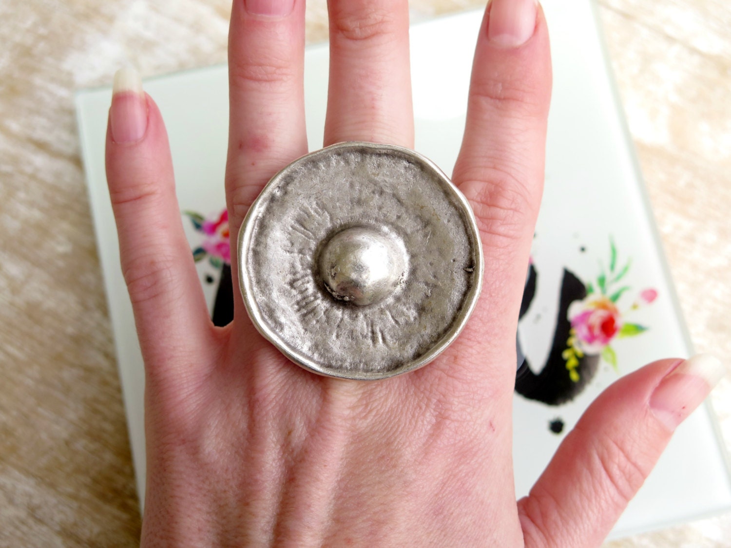 Silver Boho Statement Ring