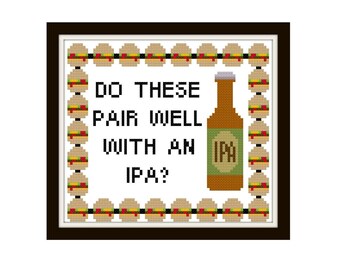 Bobs Burgers Cross Stitch Pattern - Modern Cross Stitch Pattern - IPA Burger Cross Stitch