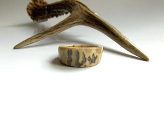 Large mens ring, Deer Antler ring, Mens wedding band, Unique rustic antler ring, Hand carving jewelry, Mens gift, Handmade by MariyaArts